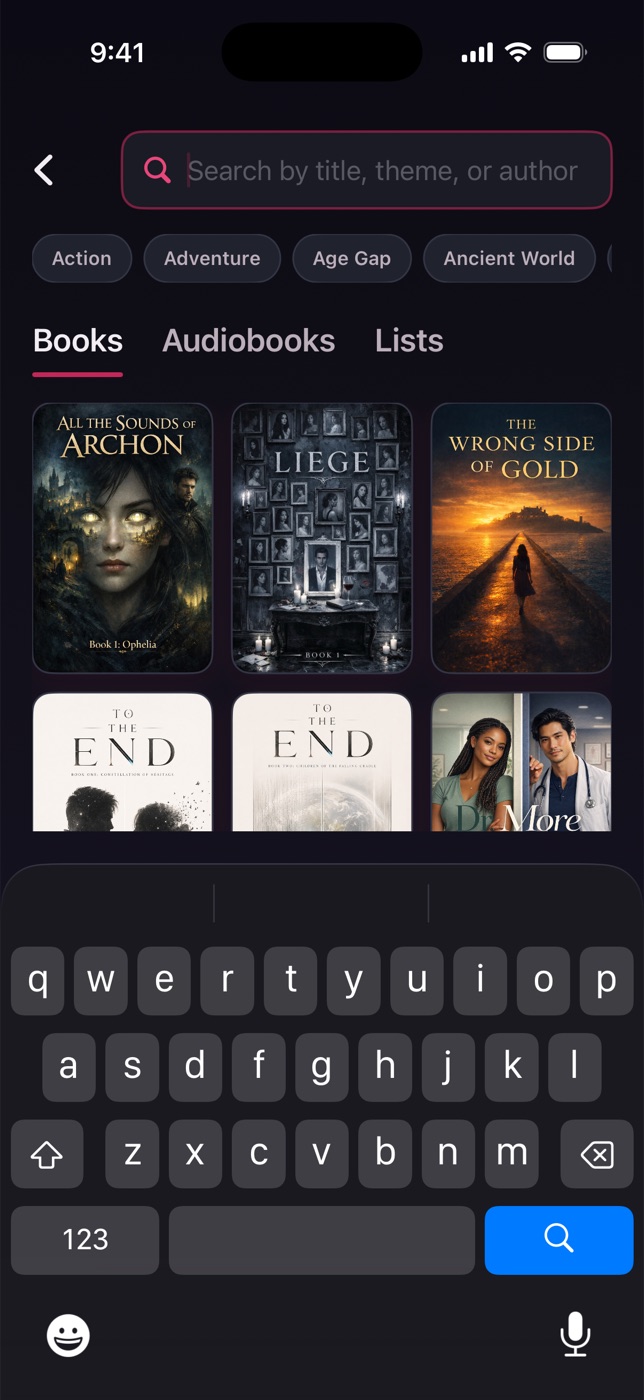 Search across books, audiobooks & lists