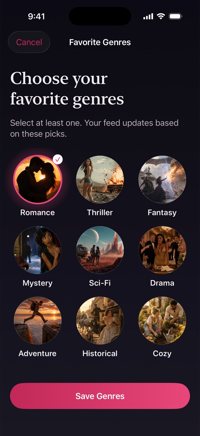 Choose the genres you love