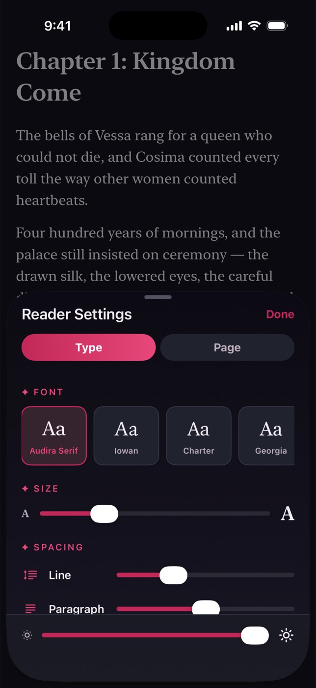 Type, size & spacing