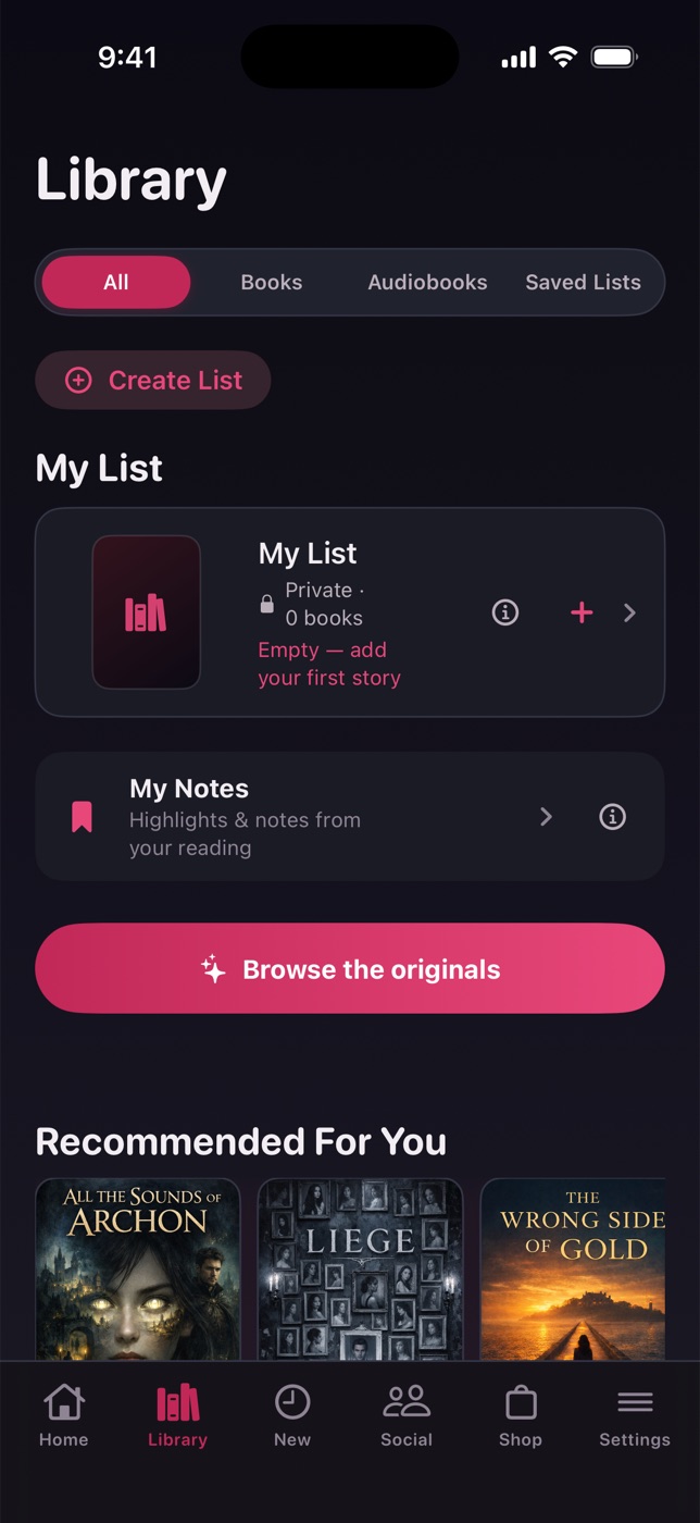 Your library, lists & notes