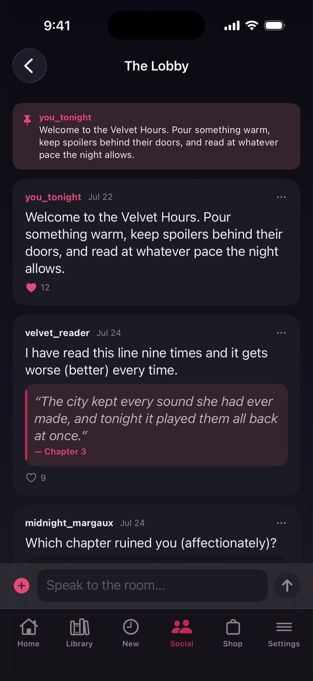 A club room in conversation